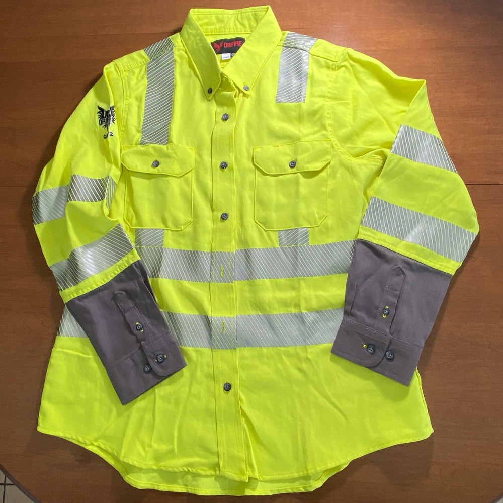 Drifire FR Hi-Vis Work Shirt Class 3 Flame Resistant Yellow SHRTS1C3WLGRG Mens L